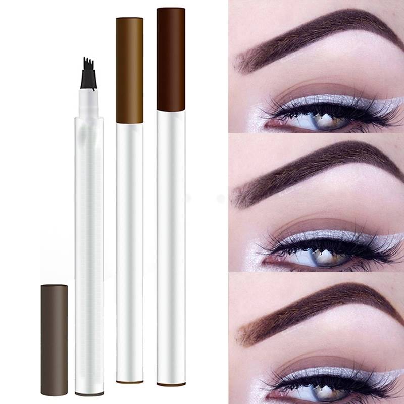 Eyebrow Pen with 4 Tips Long lasting Waterproof Sumdge proof Brow Gel Cream for Eyes Makeup MA
