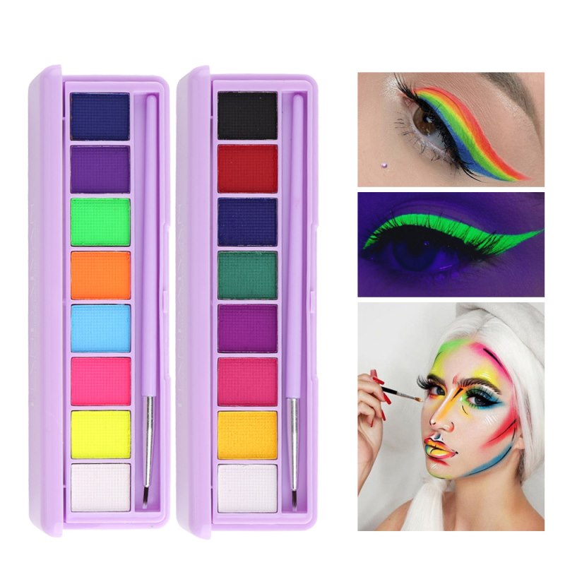 Water Soluble Face Body Paint Oil Tattoo Painting Art With Liner Brush Halloween Party Makeup Beauty Palette UV Color