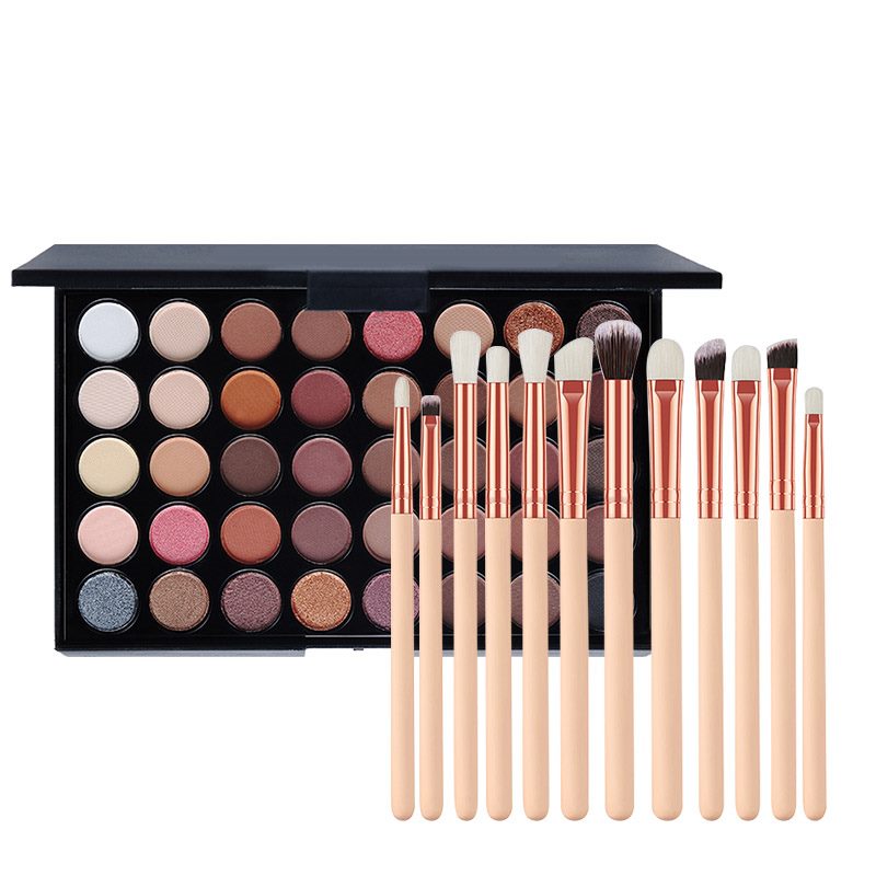 40 COLOR EYESHADOW PALETTE WITH 12 PCS BRUSHES SET