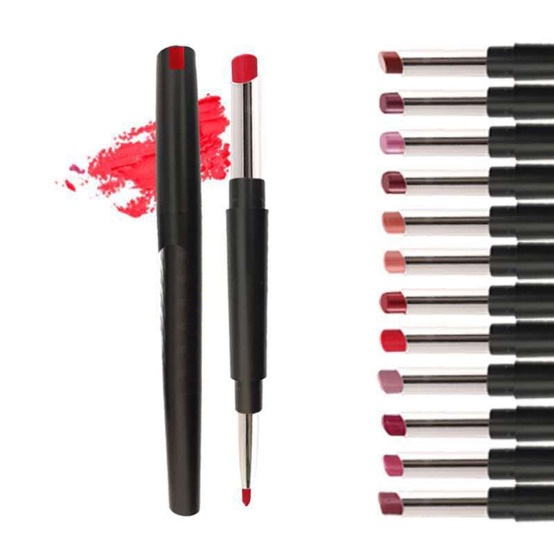 Private Logo Elegant Woman Lip Liner Makeup Lipstick Waterproof Long Lasting Tint Sexy Red Lip Stick Beauty Matte Liner Lipstick