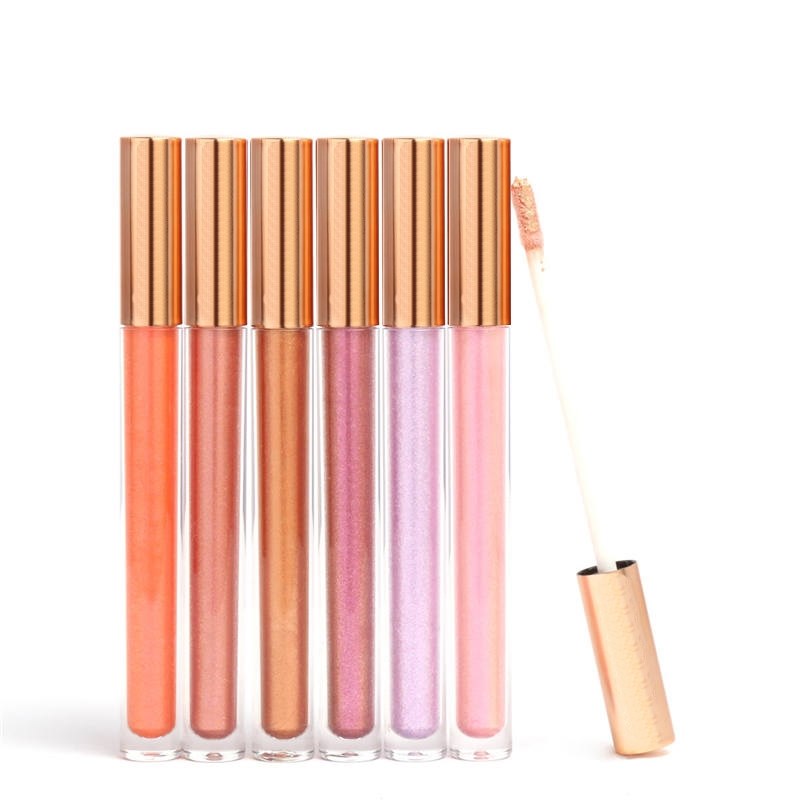 Shimmer Lip Gloss Waterproof Matte Lipstick Metal Rose Golden Lip Gloss Liquid Lipstick