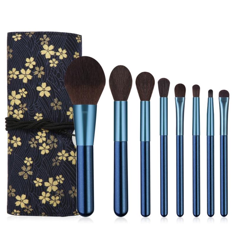 Blue Makeup Brush Set Fashion Professional Make up Brushes Kits Cosmetic Beauty Tools Kit 8pcs
