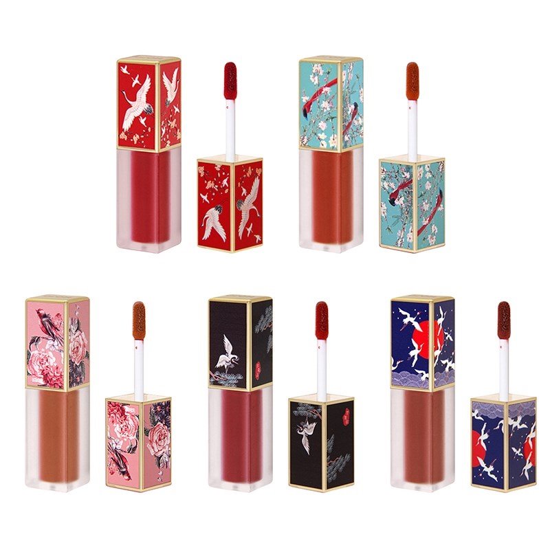 5 Colors Lip Tint Lips Glaze Chinese Style Makeup Lipstick Waterproof Long Lasting Matte Natural Lip Gloss TSLM1