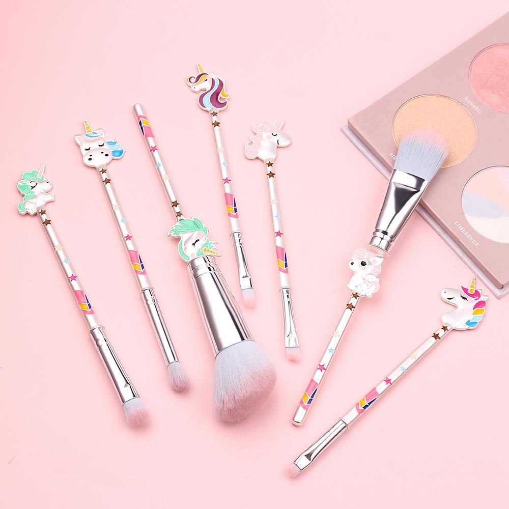 7pcs Unique Design Unicorn Makeup Brushes Synthetic Hair Blush Brush Powder Brush Cosmetic Face Beauty Tools