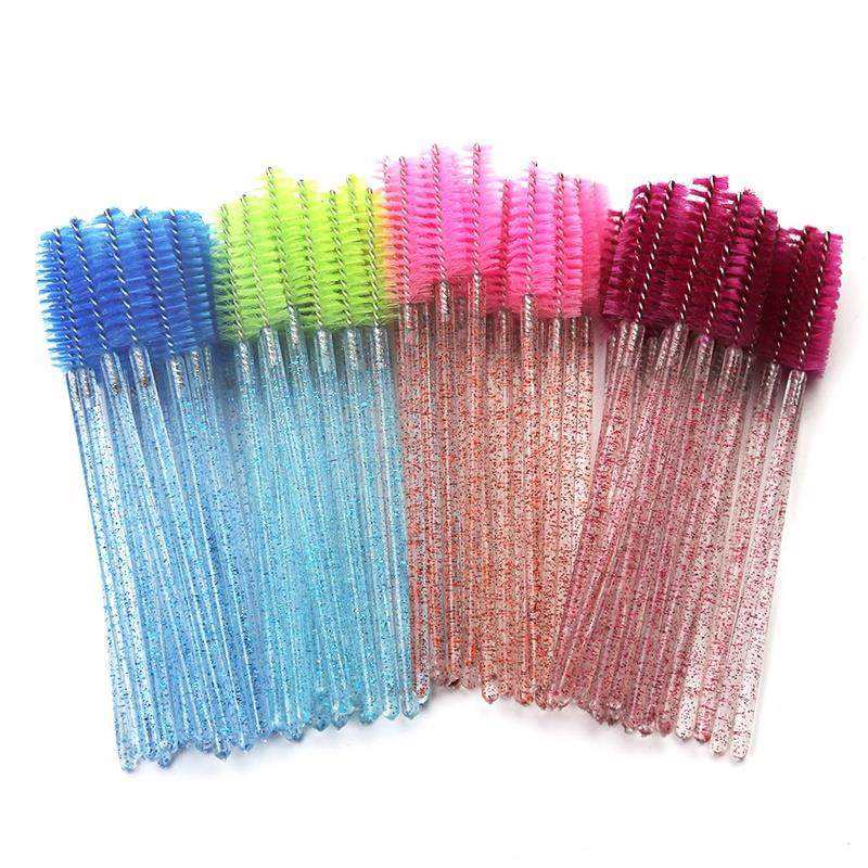 50Pcs pack Disposable Crystal Eyelash Brush Comb Eye Lashes Brushes Extension Mascara Wands Makeup Beauty Tool