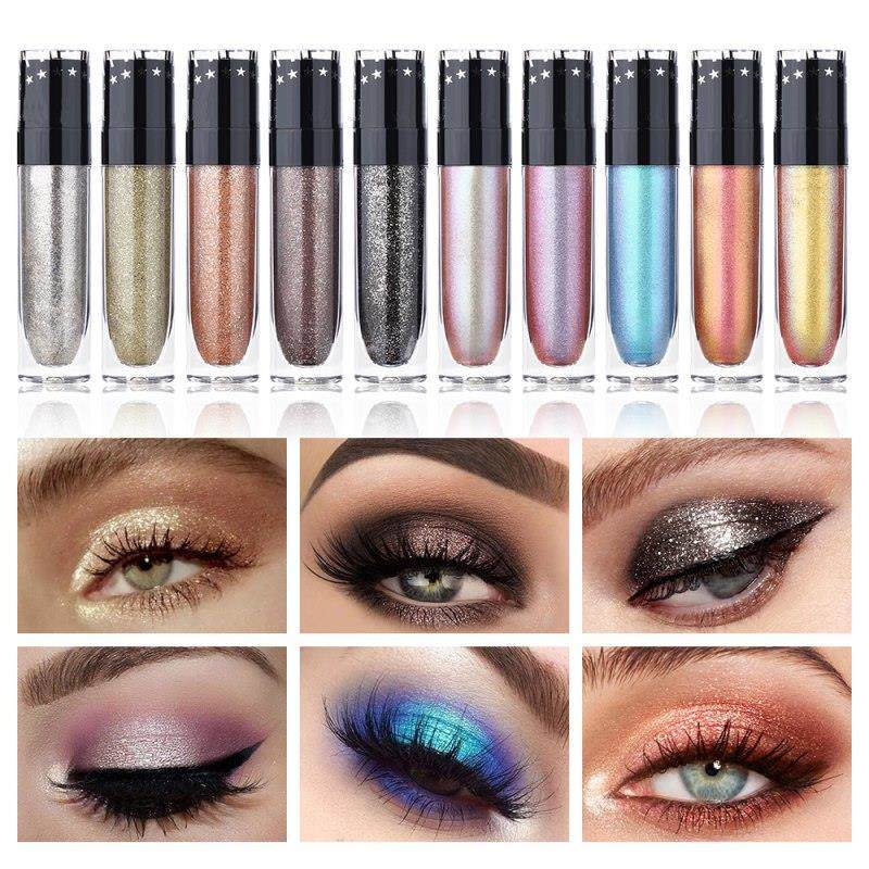 5pcs lot Dazzling Glitter Sparkle Liquid Eye shadow Shiny Long lasting Eyeshadow Multicolor Duochrome Eye Makeup Cosmetic