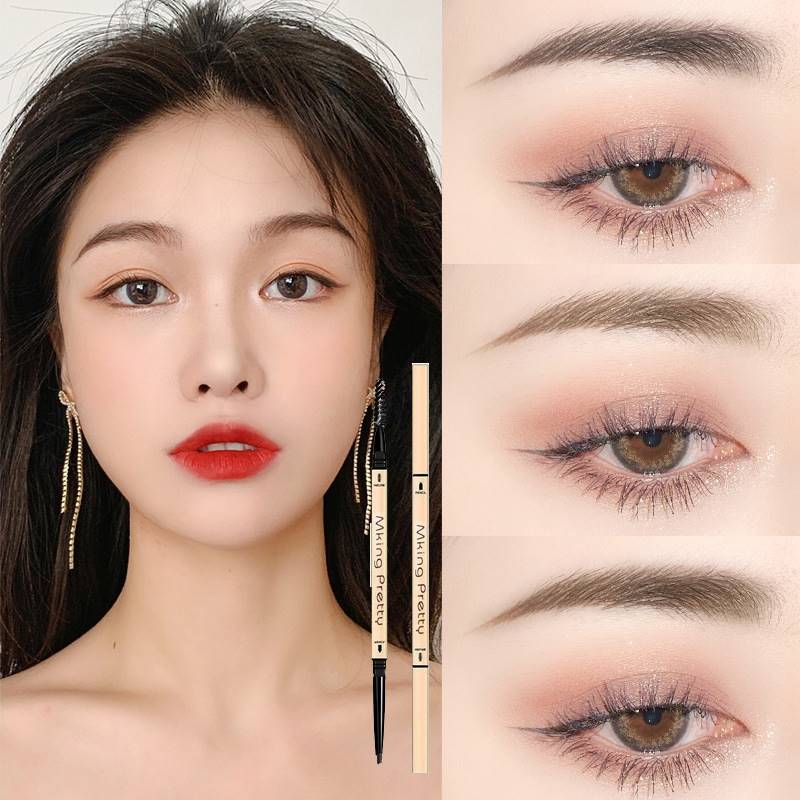 Eyebrow Pencil with Brushes Waterproof Natural Long Lasting Ultra Fine Eye Brow Pen Double Headed Eye Brown Tint Enhancer Pen