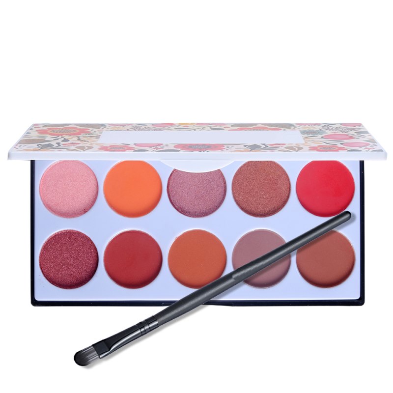 10 Color Matte Eye Shadow Pallete + Brush Smoky Makeup Set Waterproof Lasting Effect Glitter Eyeshadow Powder Palettes