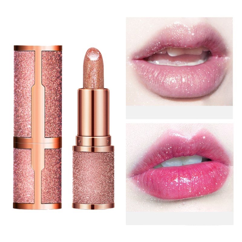 Glitter Star Lipstick Diamond Lipstick Temperature Changing Color Long Lasting Waterproof Nude Makeup Moisturizing Lipstick