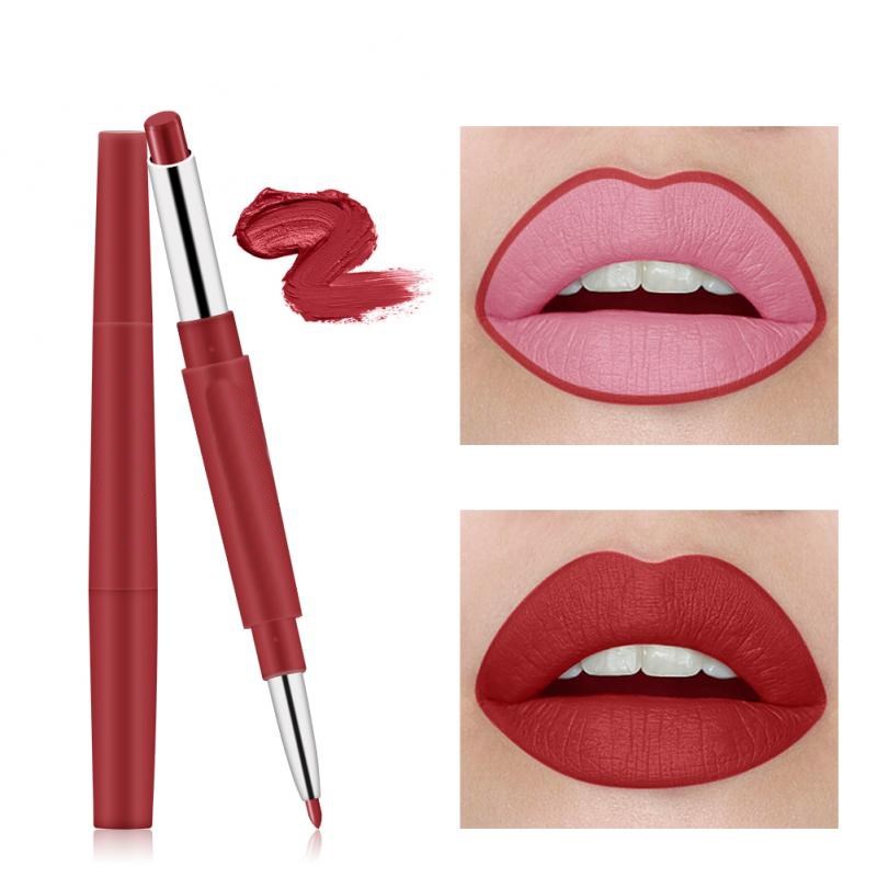 2 In 1 Double Ended Lip Liner Lipstick Waterproof Long Lasting Pigments Color Makeup Beauty Cosmetic TSLM1